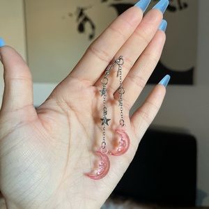 PINK CELESTIAL MOON EARRINGS 💖✨